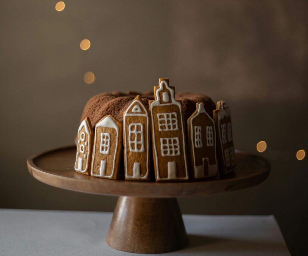 Gingerbread house with lights